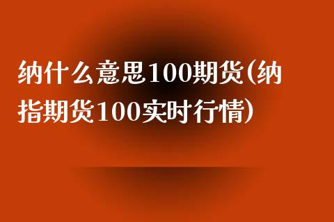 纳什么意思100期货(纳指期货100实时行情)_https://www.zztgc.com_黄金期货_第1张