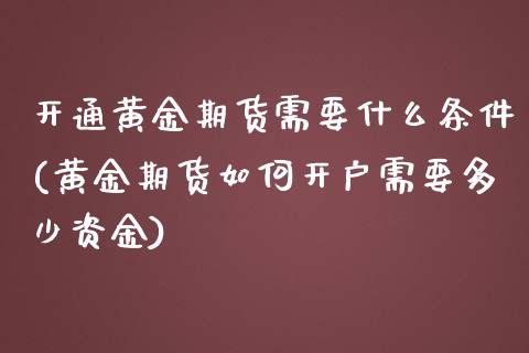 开通黄金期货需要什么条件(黄金期货如何开户需要多少资金)_https://www.zztgc.com_期货开户_第1张