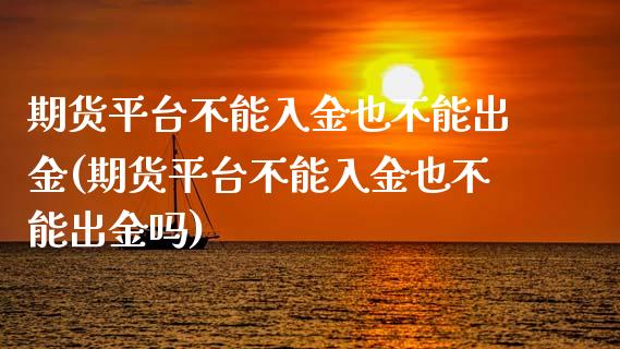 期货平台不能入金也不能出金(期货平台不能入金也不能出金吗)_https://www.zztgc.com_期货直播_第1张