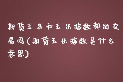 期货玉米和玉米指数都能交易吗(期货玉米指数是什么意思)_https://www.zztgc.com_期货行情_第1张