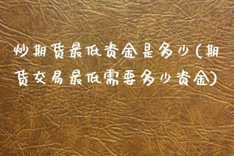 炒期货最低资金是多少(期货交易最低需要多少资金)_https://www.zztgc.com_黄金期货_第1张