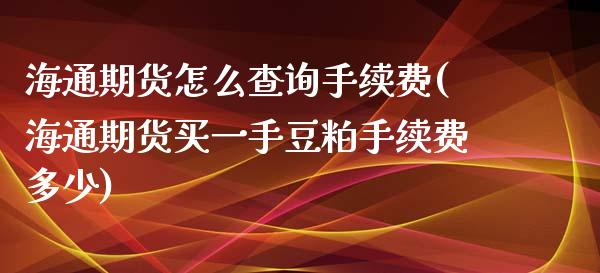 海通期货怎么查询手续费(海通期货买一手豆粕手续费多少)_https://www.zztgc.com_黄金期货_第1张