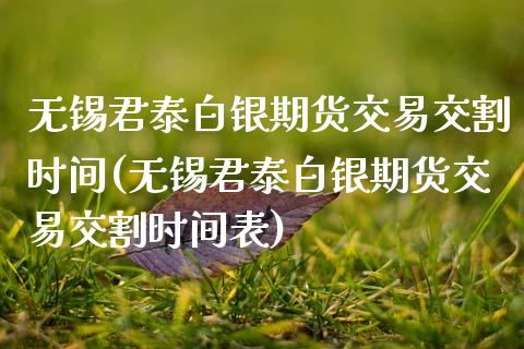 无锡君泰白银期货交易交割时间(无锡君泰白银期货交易交割时间表)_https://www.zztgc.com_期货直播_第1张
