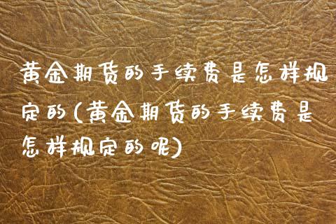黄金期货的手续费是怎样规定的(黄金期货的手续费是怎样规定的呢)_https://www.zztgc.com_期货入门_第1张