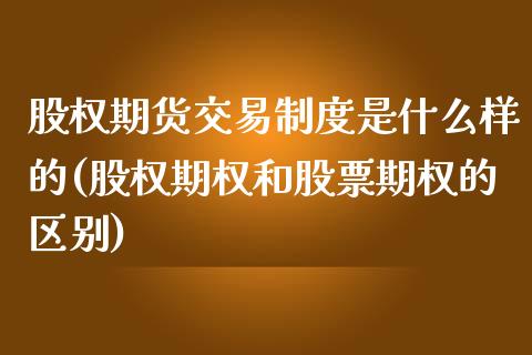 股权期货交易制度是什么样的(股权期权和股票期权的区别)_https://www.zztgc.com_期货开户_第1张