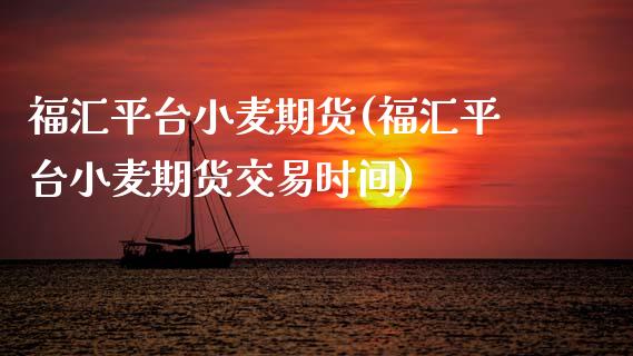 福汇平台小麦期货(福汇平台小麦期货交易时间)_https://www.zztgc.com_期货入门_第1张