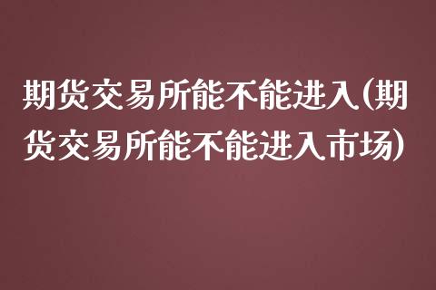 期货交易所能不能进入(期货交易所能不能进入市场)_https://www.zztgc.com_原油期货_第1张