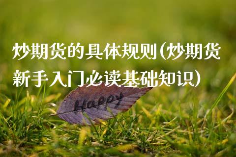 炒期货的具体规则(炒期货新手入门必读基础知识)_https://www.zztgc.com_原油期货_第1张