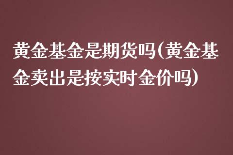 黄金基金是期货吗(黄金基金卖出是按实时金价吗)_https://www.zztgc.com_黄金期货_第1张