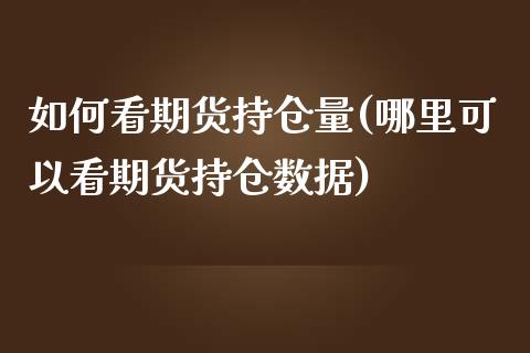 如何看期货持仓量(哪里可以看期货持仓数据)_https://www.zztgc.com_期货行情_第1张