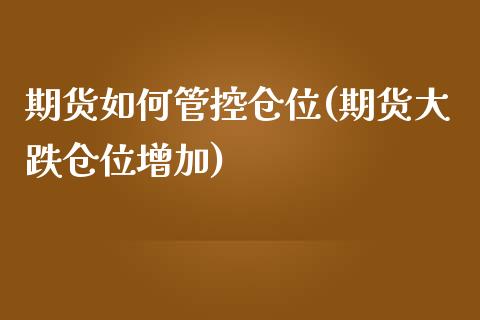 期货如何管控仓位(期货大跌仓位增加)_https://www.zztgc.com_期货行情_第1张