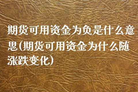 期货可用资金为负是什么意思(期货可用资金为什么随涨跌变化)_https://www.zztgc.com_黄金期货_第1张