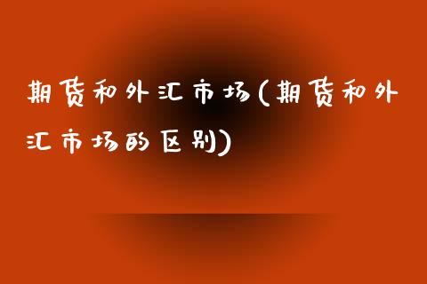 期货和外汇市场(期货和外汇市场的区别)_https://www.zztgc.com_期货直播_第1张