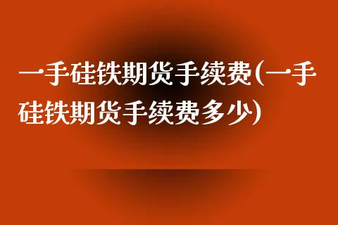 一手硅铁期货手续费(一手硅铁期货手续费多少)_https://www.zztgc.com_期货行情_第1张