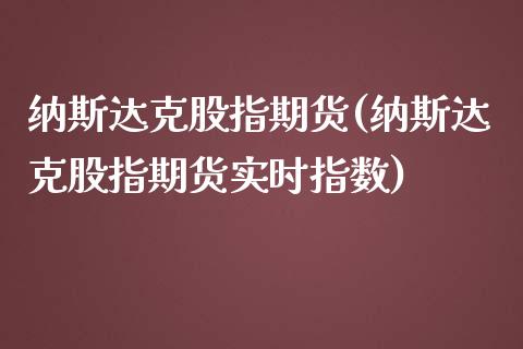 纳斯达克股指期货(纳斯达克股指期货实时指数)_https://www.zztgc.com_期货行情_第1张