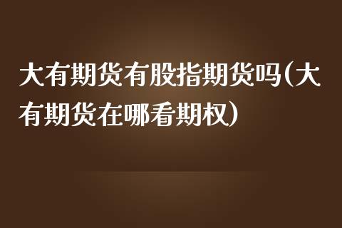 大有期货有股指期货吗(大有期货在哪看期权)_https://www.zztgc.com_原油期货_第1张