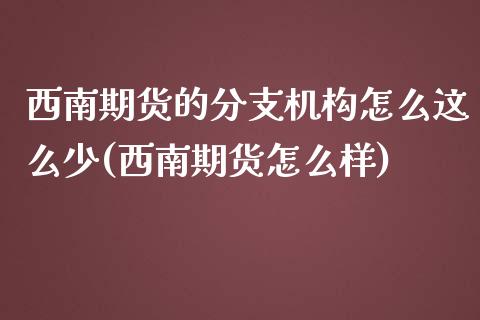 西南期货的分支机构怎么这么少(西南期货怎么样)_https://www.zztgc.com_期货开户_第1张