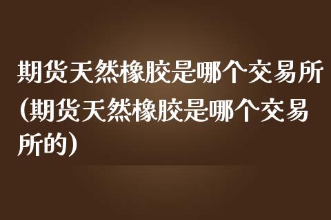 期货天然橡胶是哪个交易所(期货天然橡胶是哪个交易所的)_https://www.zztgc.com_原油期货_第1张