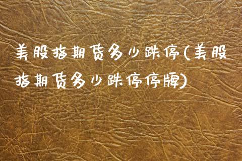 美股指期货多少跌停(美股指期货多少跌停停牌)_https://www.zztgc.com_期货入门_第1张