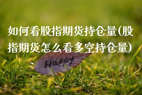 如何看股指期货持仓量(股指期货怎么看多空持仓量)_https://www.zztgc.com_期货直播_第1张